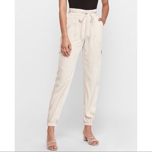 EXPRESS High Waisted Satin Cargo Jogger Pant